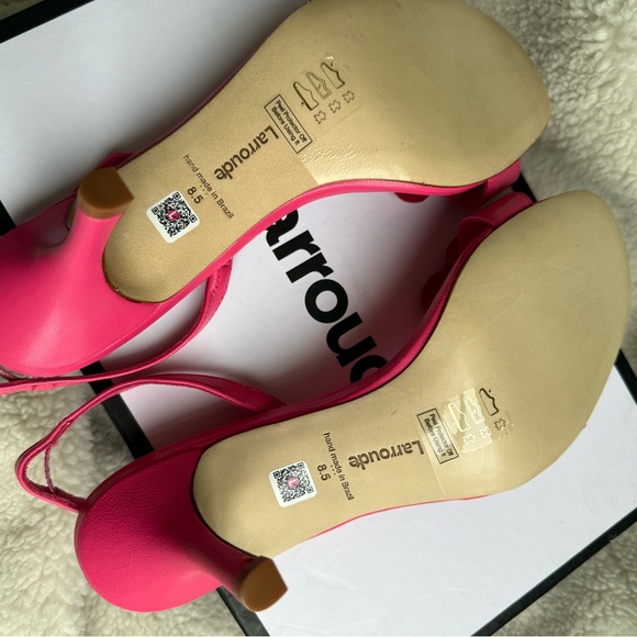 NIB Larroude Pink Hibiscus Slingback Heels - Picture 6 of 10
